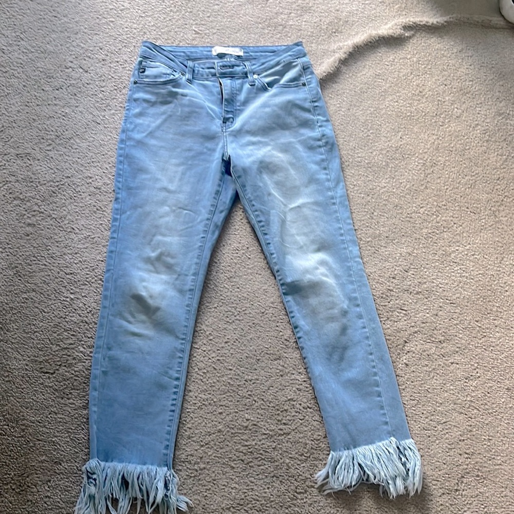 light blue fringe jeans from local boutique